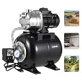 Garvee 1.6 HP Shallow Well Pump with Pressure Tank, 1320 GPH, Water Jet Irrigation Pump, Automatic Pressure Switch, Stainless Steel, for Home, Farm, Garden & Yard, Black