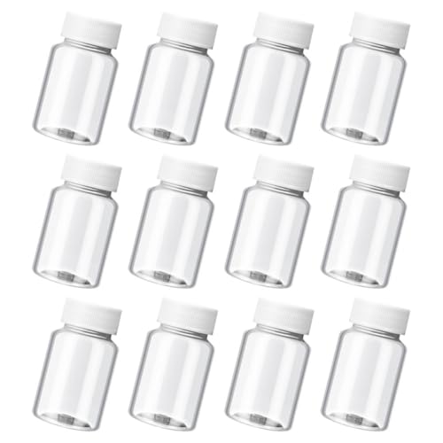 Lurrose Lot de 12 Flacons de Voyage Vides 50 ML Transparents, Conteneurs Plastiques Étanches avec Bouchons, Petites Bouteilles Rechargeables pour Cosmétiques et Soins Personnels