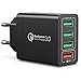 Produktbild USB Ladegerät, Quick Charge 3.0 30W USB Netzteil, 4 Ports USB Adapter für Samsung Galaxy S21 S20 FE S10 S9 S8 A51 A50 A71 Note, iPhone 12 11 Pro SE XR X, Huawei P30 P20, XiaoMi, Handys(Schwarz)