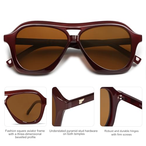 VANLINKER Retro 70s Square Aviator Sunglasses VL9768 and Classic Vintage Aviator Polarized Sunglasses VL98424