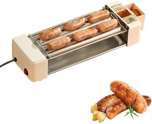 Electric Hot Dog Roller Machine - Adjustable Temperature 120-250°C, Countertop Grill Cooker for Breakfast Sausages, Egg Rolls, and Party Snacks - Perfect for Home and Commercial Use