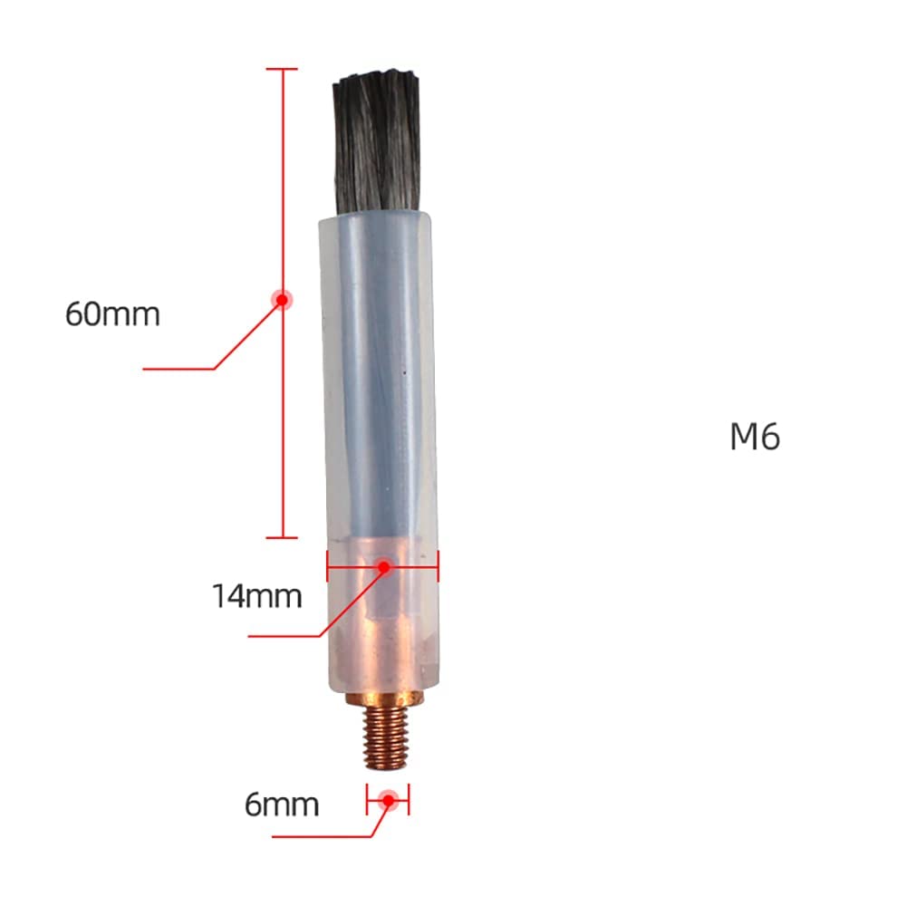 Cabezal de cepillo de procesador de cuentas de soldadura para limpieza TIG Mig, limpiador de soldadura para máquina de limpieza de cuentas de soldadura (longitud del cepillo 60 mm, 10 piezas M6)