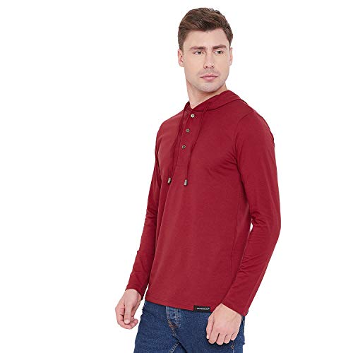 Image of LE BOURGEOIS Men Solid Regular Fit Hooded Neck Full Sleeve Cotton Sweatshirt Hoodie T-Shirt