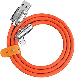 SZAMBIT 180 ° Cabo de Carga Rápida Rotativa,Cabo de Carregamento de Cabos USB Cabo de Carga Rápida,Conector Rotativo Flexível Compatível para (2M para Tipo C,Laranja)