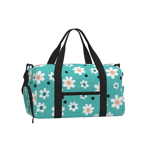 Sac de sport Mexpekil grand sac fourre-tout de voyage Fleurs sarcelle idéal pour le week-end