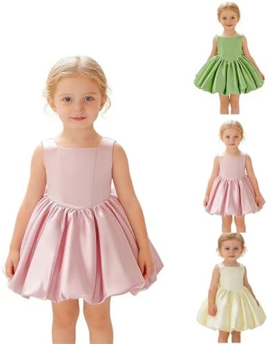 Baby Girl Big Bowknot Birthday Pageant Dress Toddler Party Tutu Gown Baptism Dresses 1-3 Years
