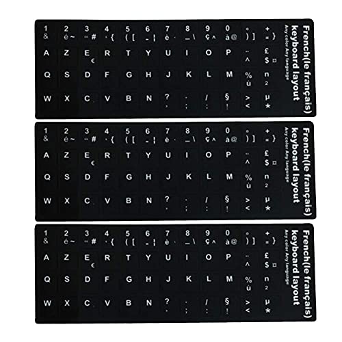 LAANCOO Autocollants Clavier, Remplacement Designer français Clavier Autocollants français Lettre pour Ordinateur Portable Clavier Autocollant Laptops Accessoires 3pcs