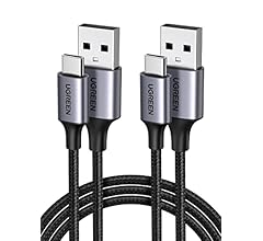 UGREEN USB A to USB C Cable [1M, 2-Pack], Nylon Braided Type C Cord Fast Charging Compatible with iPhone 16 Pro/15, Galaxy …