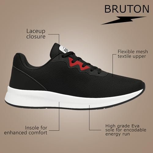 Image of BRUTON EVA Lite Trendy Mesh Running Shoes for Men- Black