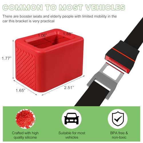 Image of povtii 2PCS Car Seat Belt Buckle Holder, Silicone Auto Seatbelt Buckle Booster Makes Receptacle Upright Buckling, Easy Access Seat Belt Buckle Safety Cover for Kids, Car Accessories (Red)