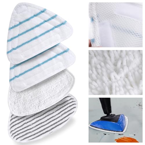 Yurifaz Lot de 4 Housses Lingettes pour Balai Vapeur Steam, Serpillere Balai Vapeur, Housses en Microfibre Balai Vapeur Steam Accessoire, Recharge de Lavette...