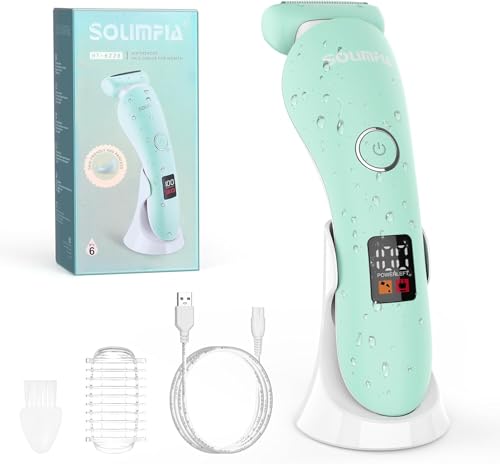Solimpia Afeitadora Eléctrica Mujer Afeitadora Eléctrica Brazo y Pierna Reposabrazos Bikini Afeitadora Eléctrica Portátil Indolora Sin Cuerda IPX6 Impermeable Carga USB Seca y Húmeda