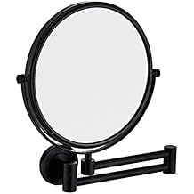Wall Mounted Makeup Mirror, 8Inch Double Sided Magnifying Shaving Mirror, Swivel Extendable Bathroom Vanity Mirrors,Black,5X