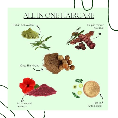 Image of Amla, Reetha, Shikakai, Hibiscus And Bhringraj Powder for Hair Growth 50 Gms Each Combo (Pack of 5)