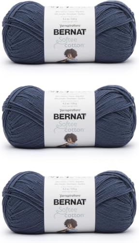 Image of Bernat Softee Cotton Seaside Blue Yarn of 120g /4.25oz - Nylon - 3 DK (Light) - 254 Yards - Knitting, Crocheting & Crafts (Pack of 36)