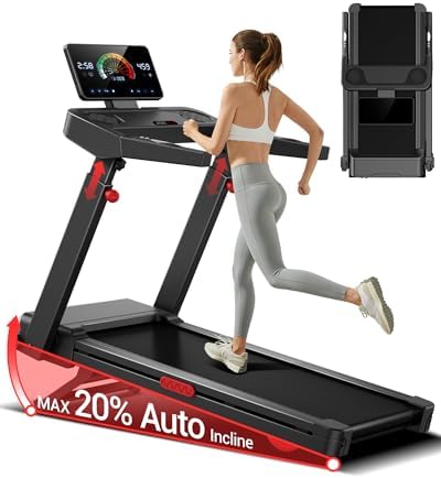 LONTEK Cinta de Correr Plegable con Inclinación Automática 20%, 1...