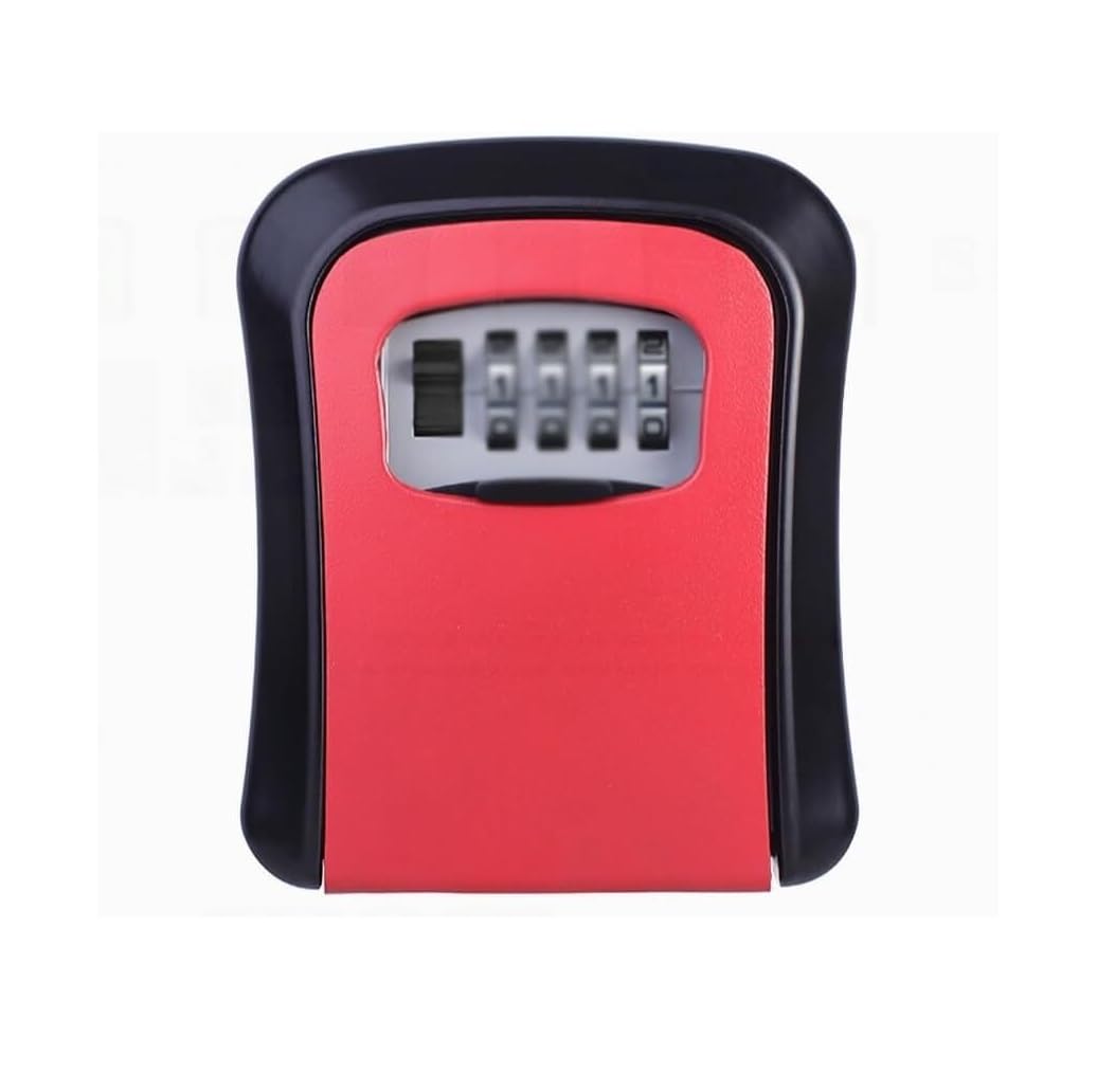 4-Digit Combination Key Safe Storage Lock Box Resettable Security Password Weatherproof Holder(Red)
