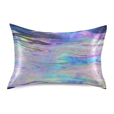 Zhirexin Iridescent Satin Pillowcase, Smooth and Cool Silk Pillow Case, Soft and Breathable Envelope Closure Silk Pillowcase for Hair and Skin,Standard Size 20 x 26in Cover