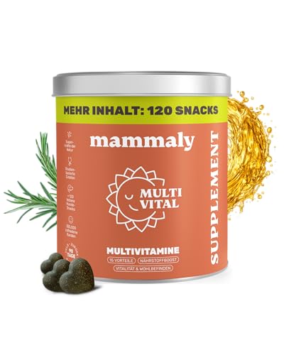 15-in-1 Multivitamin Komplex für Hunde - Multi Vital 120 Snacks (350g) von mammaly - Omega 3, Vitamin B, C, A, D3, E Snacks - Leckerlies für Hund - Unterstützt Immunsystem, Vitalität, Gehirnfunktion