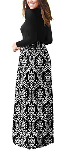 Image of EUOVMY Women's Long Sleeve Loose Maxi Dresses Casual Long Dresses with Pockets