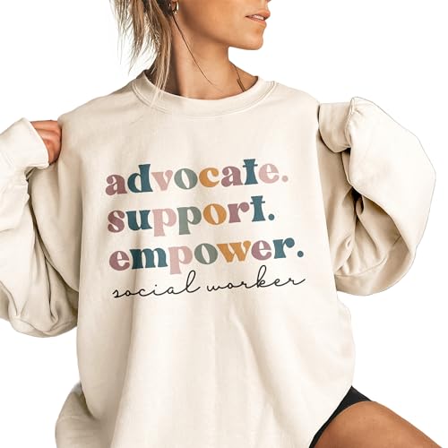 Social Worker Sweatshirt, Advocate Support Empower, Social Work Month, Student Graduation, School Social Worker, Unisex Graphic Sweater Sand