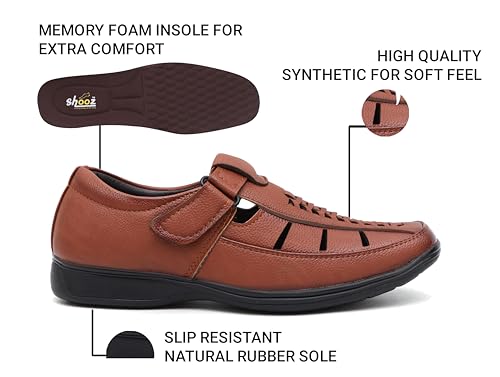 Image of Faux Leather Sandals for Men | Closed Fisherman Sandal