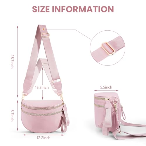 Image of hibear Checkered Crossbody Bag Spacious Bum Bags for Women Nylon Crossbody Fanny Packs Checkered Purse Belt Wallet