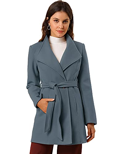 Image of Allegra K Women's Winter Elegant Stand Collar Overcoat Long Belted Pea Coat