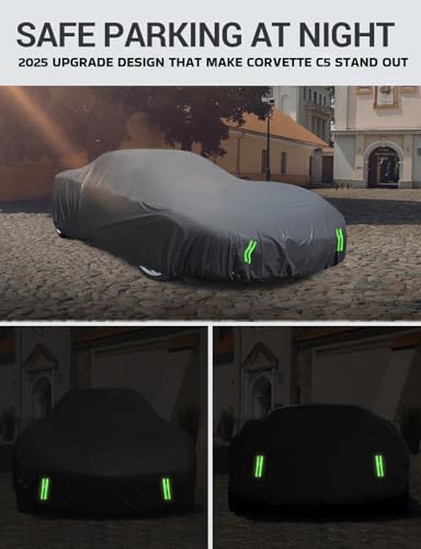 Image of Car Cover Compatible with C5 Corvette 1997-2004 6 Layers All Weather Waterproof Sun Rain UV Dust Protection Outdoor Covers with Zipper | UV-Blocking Waterproof With Soft Lining Prevents Leaks & Scratches. Perfect For Sunny, Snowy Outdoor Parking, Garage Storage