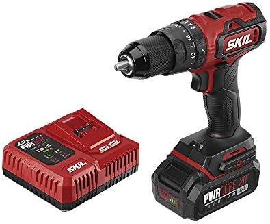 SKIL PWR CORE 20 Brushless 20V 1/2 Inch Hammer Drill Includes 2.0Ah Lithium Battery and PWR JUMP Charger - HD529402