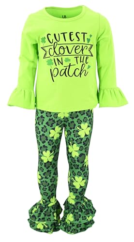 Image of Unique Baby 2 Piece Girls Double Ruffle Leggings and Long Sleeve Shirt Clothes Set Kid and Toddler Girl Outfit