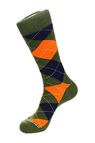 ArgyleCrew Sock Fits Size 8 to 13 Green/Orange