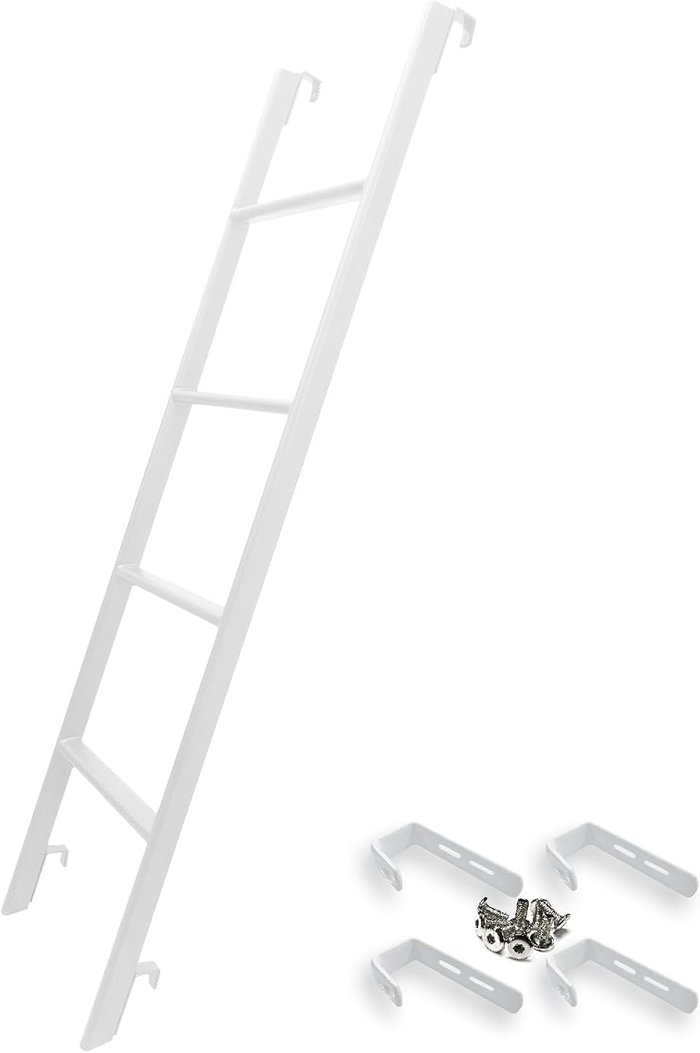 RV Bunk Bed Ladder One-Piece Steel, 50" Bunk Bed Ladder with Flexible and Adjustable Hooks, Safe and Non-Slip Bunk Ladders for RV Home Dormitory, Load-Bearing 330 Pounds