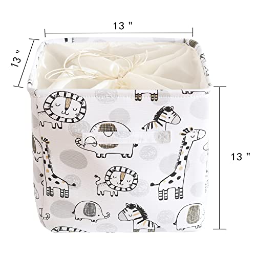 2 Pack Baby Hamper Giraffe Storage Basket, Toy Storage Organizer Collapsible Laundry Baskets With Drawstring Closure Waterproof Round Nursery Hamper For Kid's Room, Baby Laundry, Home Decor #TOP6