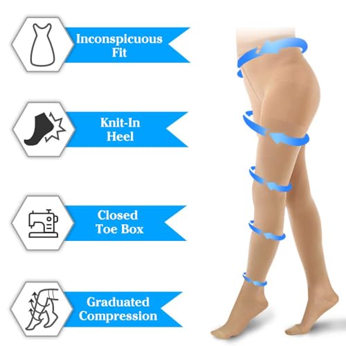 20-30mmhg compression pantyhose for women medical compression stockings high waist opaque compression tights for lymphadema edema swelling varicose veins support hose for teacher doctor