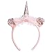 Amosfun - Diadema de Unicornio con Orejas de Peluche Brillantes para niña, Accesorio para Disfraz Infantil, Cosplay, Fiesta, decoración