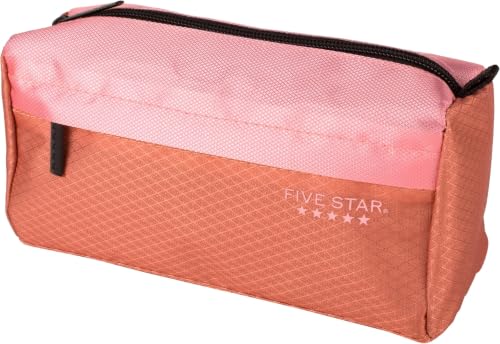 Image of Five Star Pencil Pouch, Pen Case, 9-Pocket Zipper Pouch, Storage Organizer for School Supplies Earbuds Chargers Cables Makeup, Pink /Terracotta (500213F-ECM) (Pack of 12)