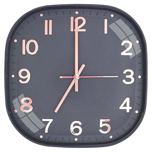 Image of TEKCOOL Plastic Analogue Wall Clock 12 inch Silent Quartz Decorative Wall Clock Non-Ticking Classic Clock Battery Operated Round Easy to Read for Room /Home /Kitchen /Bedroom /Office /School.Grey Gold-