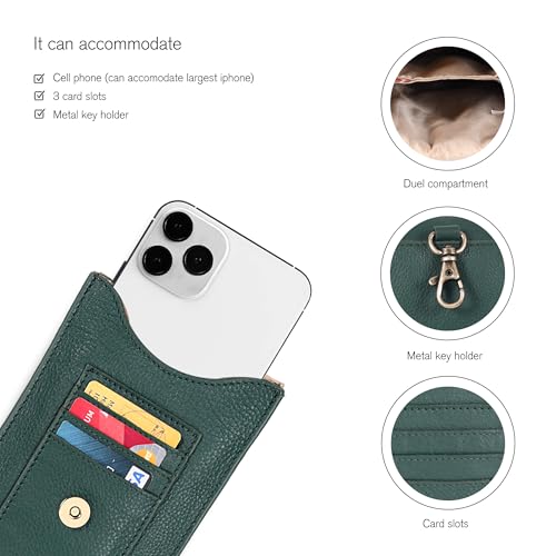 Image of Oak Leathers Small Crossbody Bag For Women - Mini Cell Phone Purse - Crossover Wallet Bag With Adjustable Shoulder Strap