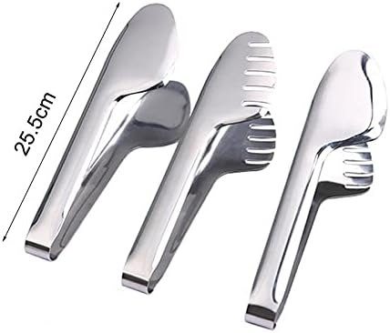 Cooking Tongs 1pc Heat-Resistant Stainless Steel Food Tongs Kitchen Cooking Restaurant Barbecue Tongs Anti-Rust Tongs(B)