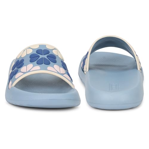 Image of Aqualite Women's Slides Slippers | Slip-On Flat Base Flipflop for Women | Anti-Skid Sole, Lightweight Comfort for Daily Home & Outdoor Wear | Casual Ladies Sandal