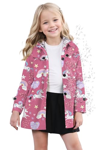 Image of SANGTREE Girl's Waterproof Trench Coat Hooded Lightweight Windbreaker Rain Jackets