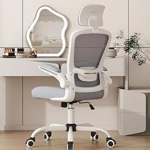 Mimoglad Office Chair, High Back Ergonomic Desk Chair with Adjustable Lumbar Support and Headrest, Swivel Task Chair with flip-up Armrests for Guitar Playing
