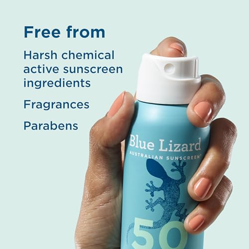 Image of Blue Lizard Sensitive Mineral SPF 50 Spray, Dermatologist-Recommended Brand, Broad-Spectrum UVA /UVB Protection, Water-Resistant, Zinc Oxide Formula, 5 oz