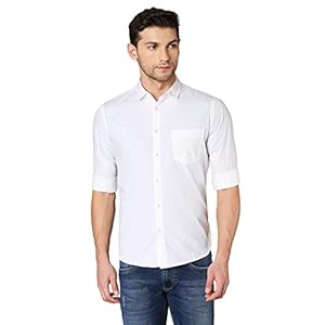 Dennis Lingo Men’s Solid Slim Fit Cotton Casual Shirt with Spread Collar & Full Sleeves