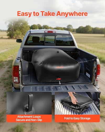 Image of VEVOR Water Storage Bladder, 264.2 Gal Collapsible Water Storage Bag, Wear-Resistant 1000D PVC Soft Waters Bag, Leakproof Camping Tank Containers for Garden Irrigation RV Emergency Use, Black