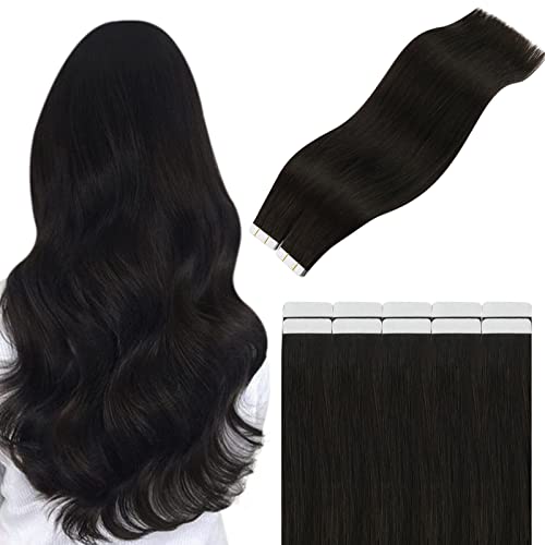 YoungSee Balayage Hair Extensions Tape in Darkest Brown to Medium Brown with Caramel Brown Human Hair 10pcs/25gram Seamless Tape Hair Extensions 16inch