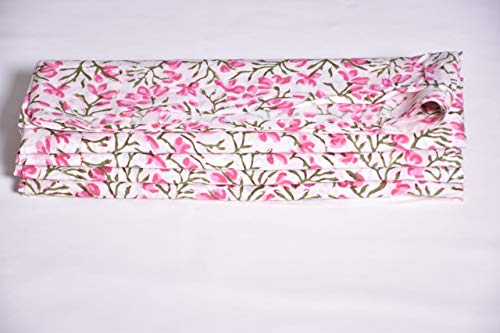 Image of Floral Printed Cotton Cloth Materiel Natural Fabric Running Jaipuri Hand Block Printed Women Dress Material Kurtis Natural 44 inch Inches Width Pink 3 Meter