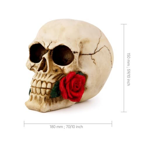 Estatua Decorativa Calavera con Flores para Halloween miniatura 4