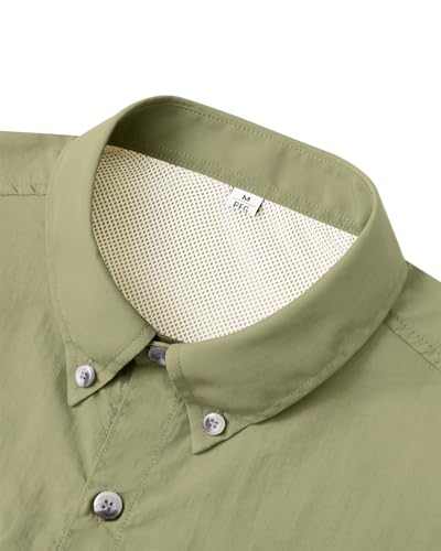 Image of Alimens & Gentle Short Sleeve Fishing Shirt Wicking Fabric Sun Protection Casual Button Down Shirts